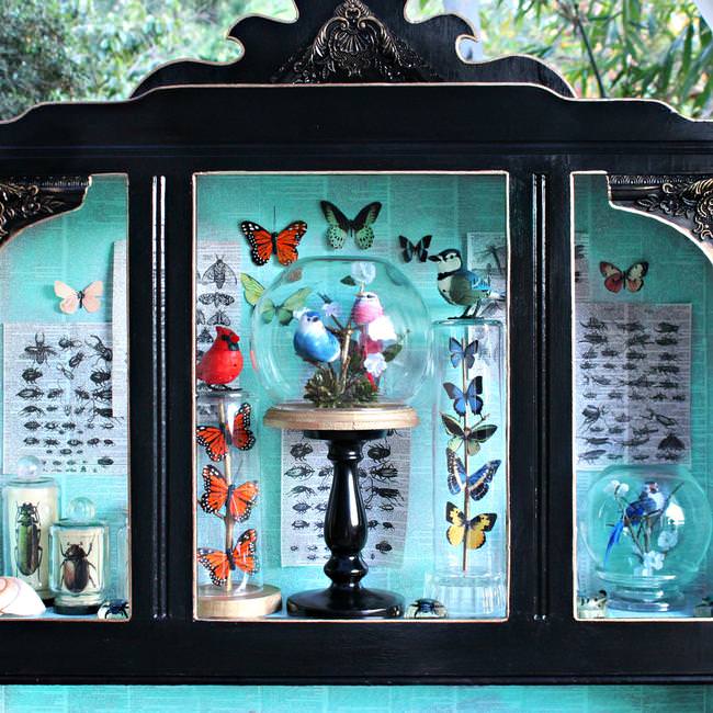 Birds and Butterflies Under Glass